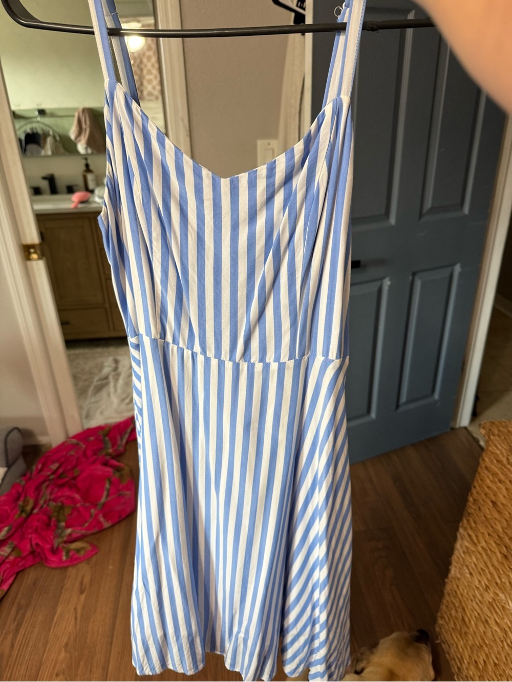 Old Navy Blue and White Striped Midi Dress